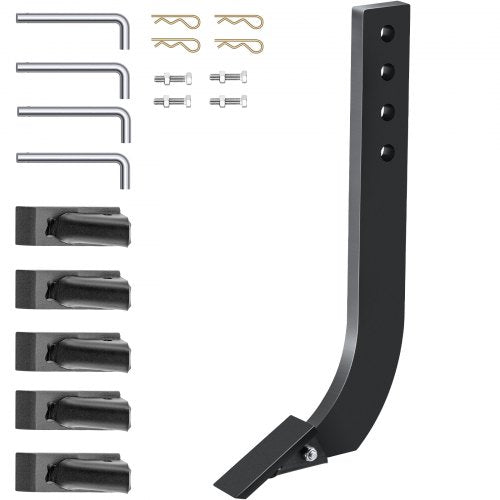 Box Blade Shank, 18" Scarifier Shank, 4 Holes Box Scraper Shank, Ripper Shank with Removable Tapered Teeth and Pins, Adjustable Shanks Assembly for Replacement, Digging, Plowing, 4PCS