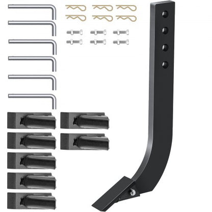 Box Blade Shank, 18" Scarifier Shank, 4 Holes Box Scraper Shank, Ripper Shank with Removable Tapered Teeth and Pins, Adjustable Shanks Assembly for Replacement, Digging, Plowing, 6PCS