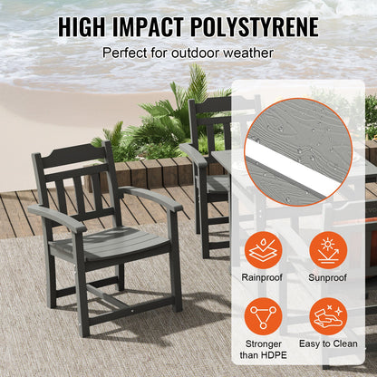 5 Pieces Patio Dining Set, Outdoor Square Furniture Table and Chairs, All Weather Garden Furniture Table Sets, HIPS Small Patio Conversation Set, For Lawn, Deck, Backyard, Poolside, Light Gray
