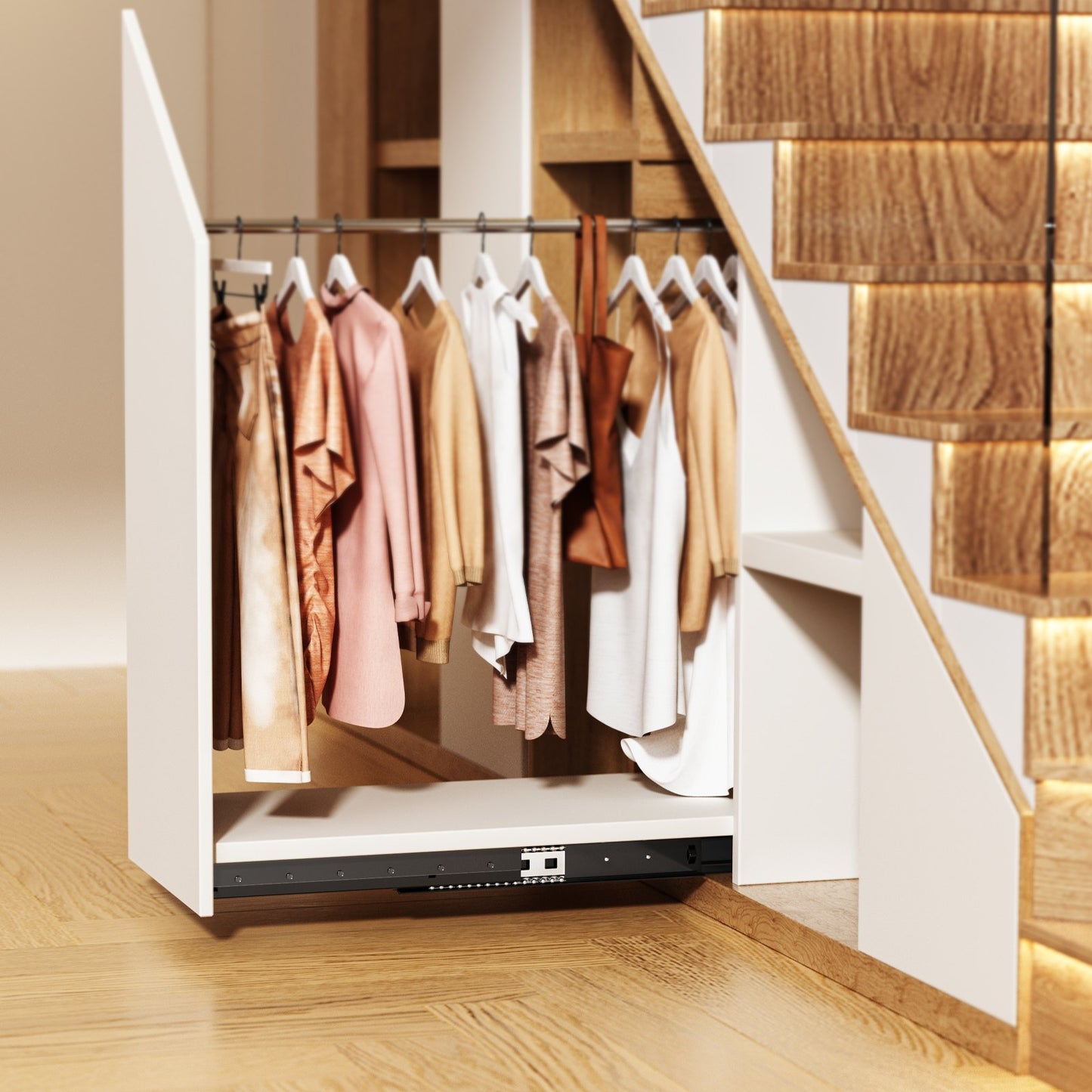 Undermount Drawer Slides, 16 inch, Full Extension Ball Bearing Under Stair Cabinet Rails, 260 LB Load Capacity Heavy Duty Bottom Stair Cabinet Glides Track Runners,for DIY Replacement, Black