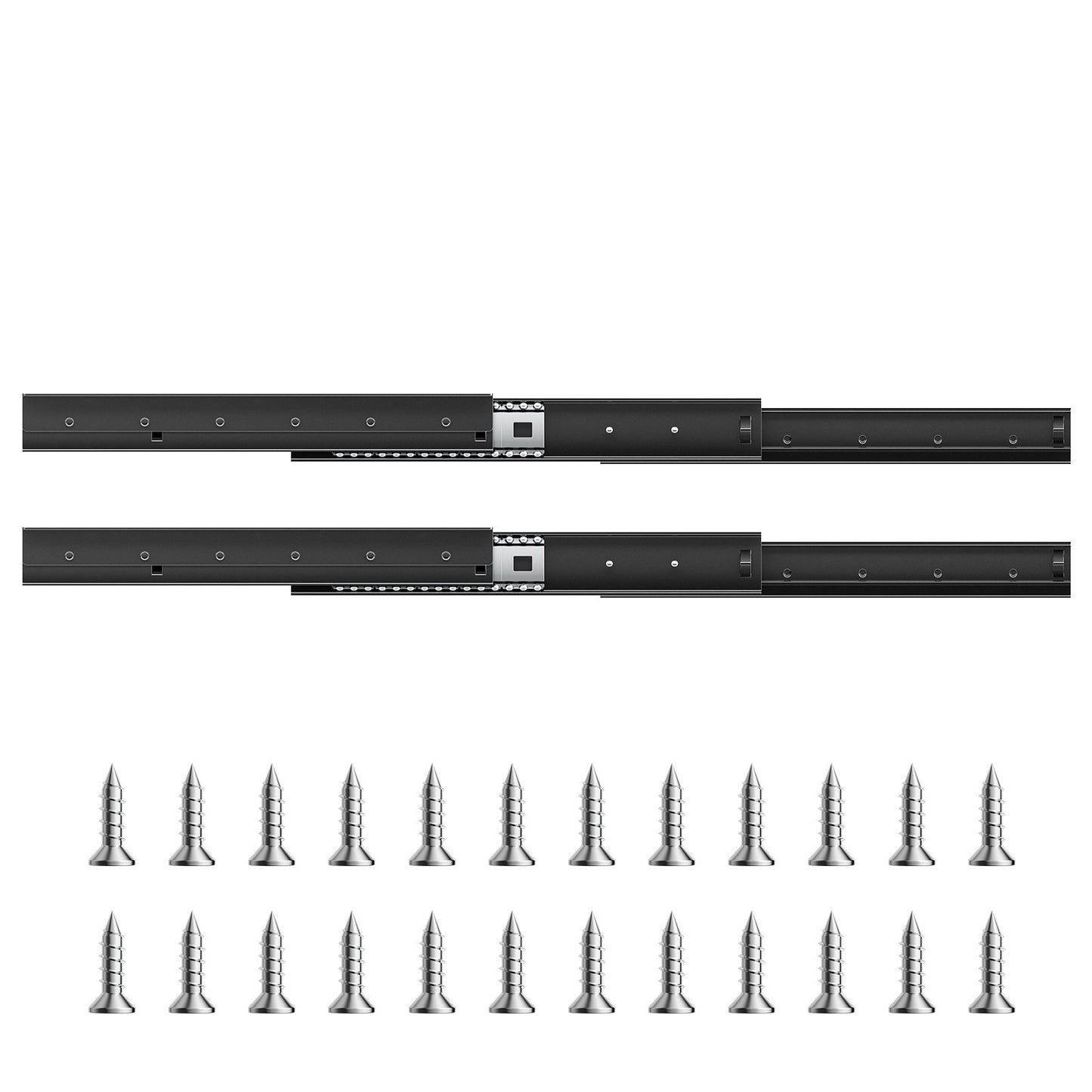 Undermount Drawer Slides, 16 inch, Full Extension Ball Bearing Under Stair Cabinet Rails, 260 LB Load Capacity Heavy Duty Bottom Stair Cabinet Glides Track Runners,for DIY Replacement, Black