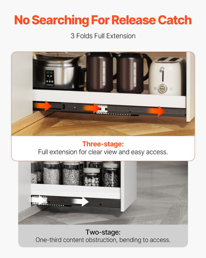Undermount Drawer Slides, 24 inch, Full Extension Ball Bearing Under Stair Cabinet Rails, 260 LB Load Capacity Heavy Duty Bottom Stair Cabinet Glides Track Runners,for DIY Replacement, Black