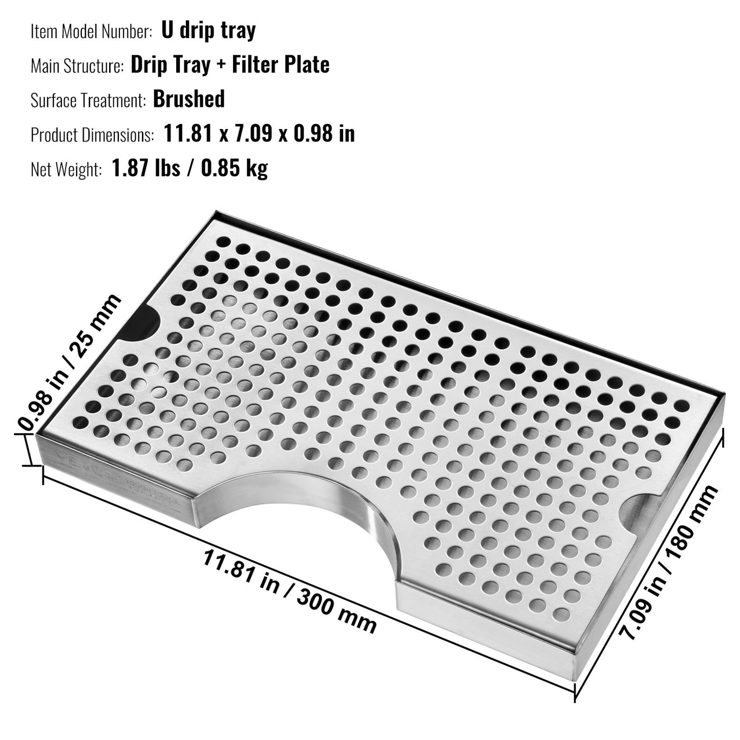 Kegerator Beer Drip Tray, 304 Stainless Steel Keg Drip Trays with 4 Non-Slip Rubber Pads and Detachable Cover, Heat / Cold Resistant Beer Tower Drip Pan for Bar Restaurant Coffee Shop Home