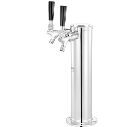 Kegerator Tower Kit, ölkonverteringskit med dubbla kranar, öltornsdispenser i rostfritt stål med dubbel mätare, W21.8-regulator och S-System-fatkoppling för fester och hem