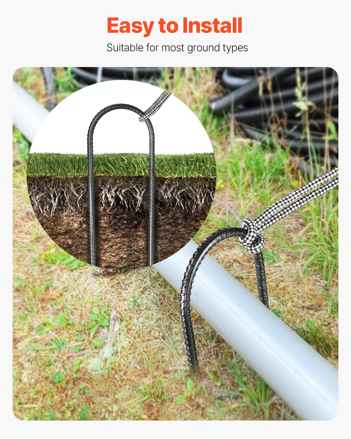 12-tums 8-pack armeringspinnar 304,8x82,04 mm kraftiga U-formade galvaniserade markankare