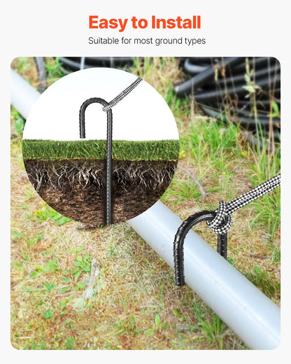 304,8 mm / 12-tums 16-pack armeringsstöttor Kraftiga J-krokar Galvaniserade markankare