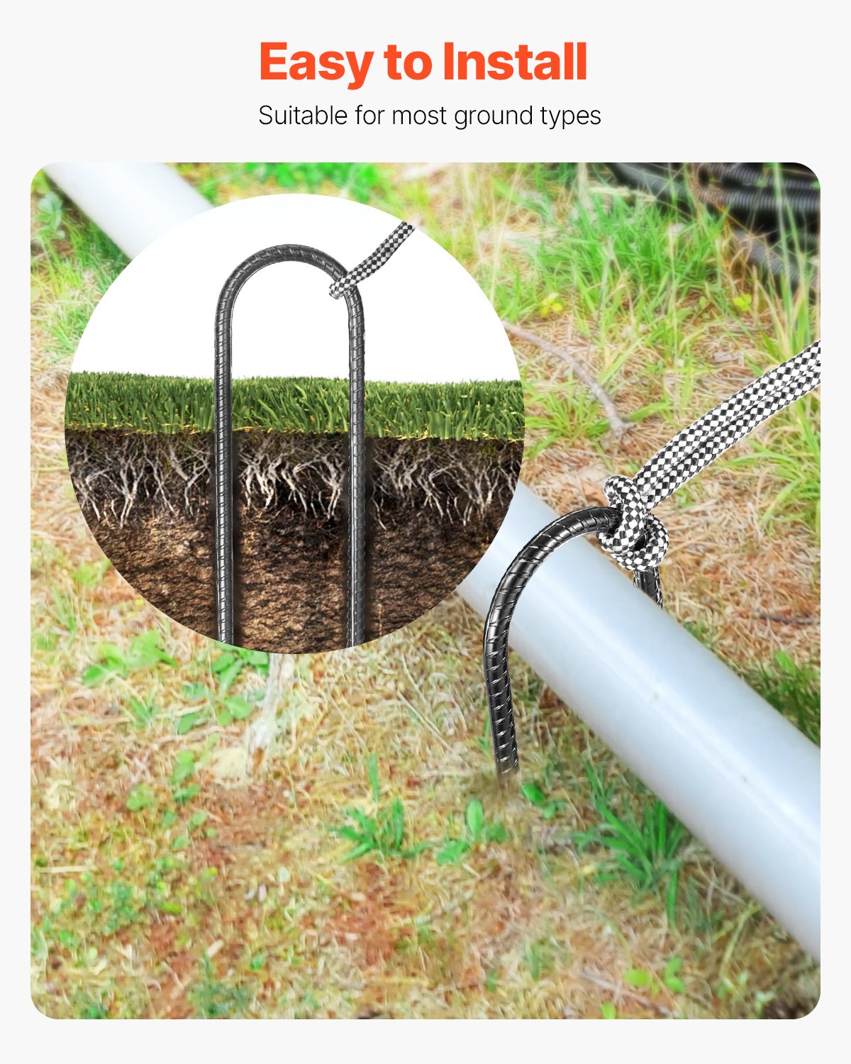 254x55,88 mm / 10 tum 12-pack armeringsstöttor kraftiga U-formade galvaniserade markankare