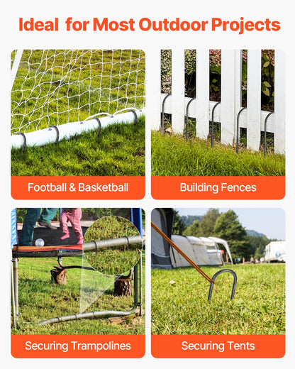 254x55,88 mm / 10 tum 12-pack armeringsstöttor kraftiga U-formade galvaniserade markankare