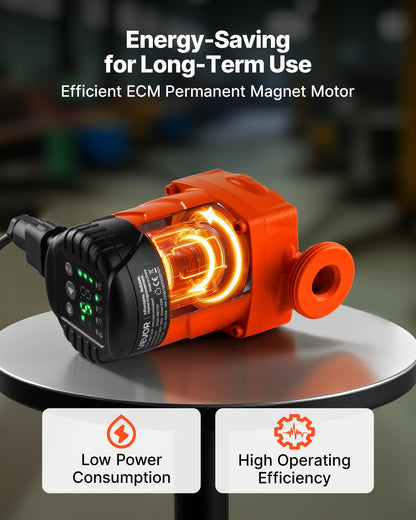 LPS25-6BP/130 High Efficiency Circulator Pump, 58 LPM, 4 M Max Lift Cast Iron Hot Water Recirculating Circulation Pump, Threaded Connection, Check Valve, Quiet Operation, for Home Heating System