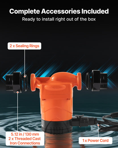 LPS25-6BP/130 High Efficiency Circulator Pump, 58 LPM, 4 M Max Lift Cast Iron Hot Water Recirculating Circulation Pump, Threaded Connection, Check Valve, Quiet Operation, for Home Heating System