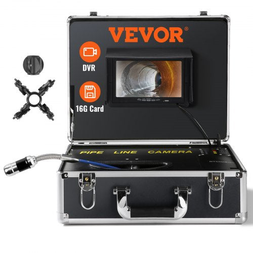 Sewer Camera Pipe Inspection Camera 17.9 cm Screen 1000TVL Camera 30.5m Pipeline Inspection Camera with DVR Function, Waterproof IP68 Camera w/12 Adjustable LEDs, w/a 16 GB SD Card for Sewer Line, Home, Duct Drainpipe Plumbing