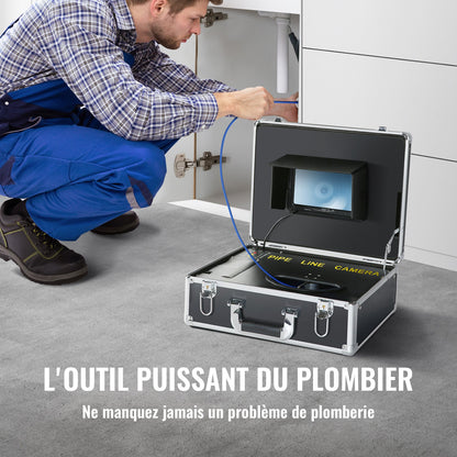 Avloppskamera Rörinspektionskamera 17,9 cm skärm 1000TVL kamera 30,5 m rörledningsinspektionskamera med DVR-funktion, vattentät IP68-kamera med 12 justerbara lysdioder, med ett 16 GB SD-kort för avloppsledning, hem, kanal och stuprör