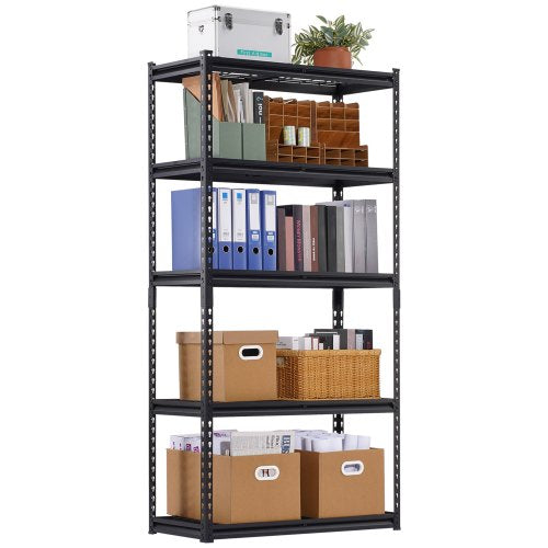 Storage Shelves, 2000 lbs, 5 Tier Heavy Duty Garage Shelving, 16" D x 36" W x 72" H Adjustable Metal Shelves for Industrial Shelving Unit Utility Shelf, for Kitchen, Warehouse, Basement, Black