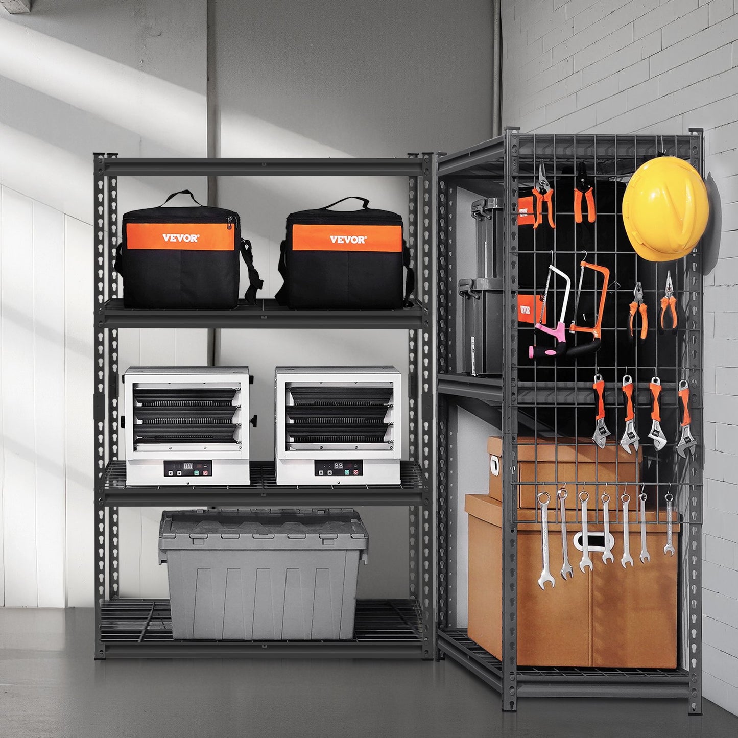 Storage Shelves, 2400 lbs, 4 Tier Heavy Duty Garage Shelving, 20" D x 40" W x 60" H Adjustable Metal Shelves for Industrial Shelving Unit Utility Shelf, for Kitchen, Warehouse, Basement, Black