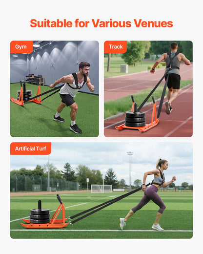 Viktkälke, Stålkraftkälke, Fitness Styrketräningskälkar för Atletisk Träning Hastighetsförbättring, Träningsutrustning med Handtag, Kompatibel med 25/51 mm Viktskivor, Orange