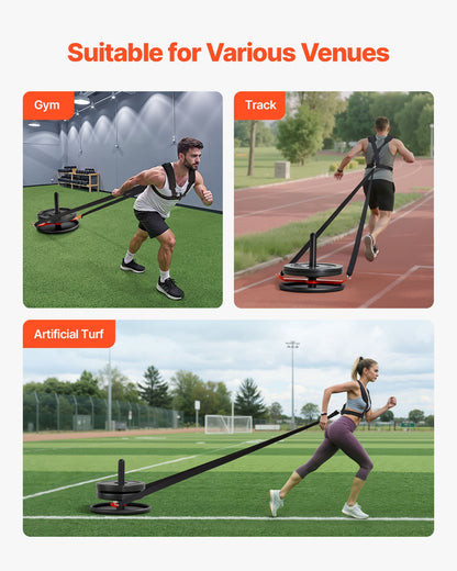 Weight Sled, Steel Power Sled, Fitness Strength Training Sleds for Athletic Exercise Speed Improvement, Workout Fitness Equipment with Harness, Compatible with 51 mm Weight Plate, Orange & Black