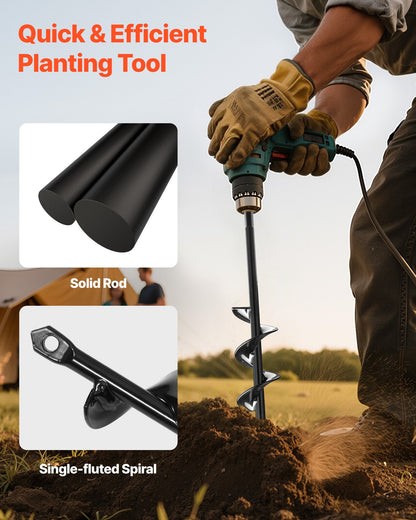 Auger Drill Bit for Planting, 40 x 220 mm Spiral Drill Bit, for 3/8" Hex Drive Drills, Heavy Duty Bulb Planter Tool, Hole Drilling Attachments for Garden Post Hole Digger Fence Digging