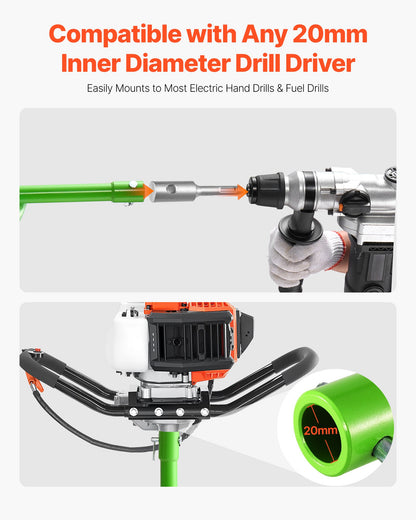 Auger Drill Bit for Planting, 60 x 800 mm Spiral Drill Bit, Compatible with 20mm ID Drive Drills, Heavy Duty Bulb Planter Tool, Post Hole Drilling Attachments for Garden Digger Fence