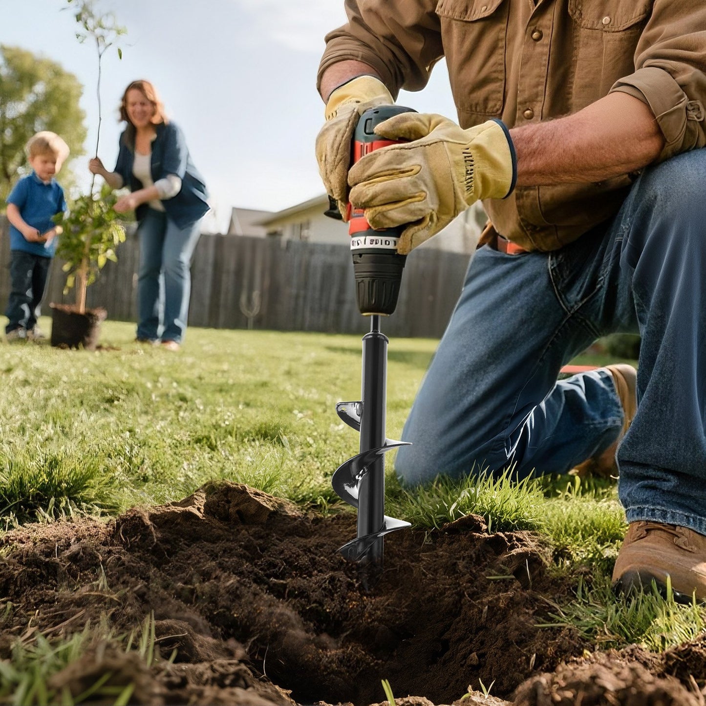 Auger Drill Bit for Planting, 80 x 300 mm Spiral Drill Bit, for 3/8" Hex Drive Drills, Heavy Duty Bulb Planter Tool, Hole Drilling Attachments for Garden Post Hole Digger Fence Digging