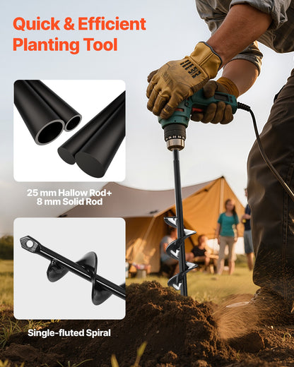 Auger Drill Bit for Planting Set of 2, 40 x 220 mm & 80 x 300 mm, Spiral Drill Bit for 3/8" Hex Drive Drills, Heavy Duty Bulb Planter Tool, Hole Drilling Attachments for Digger