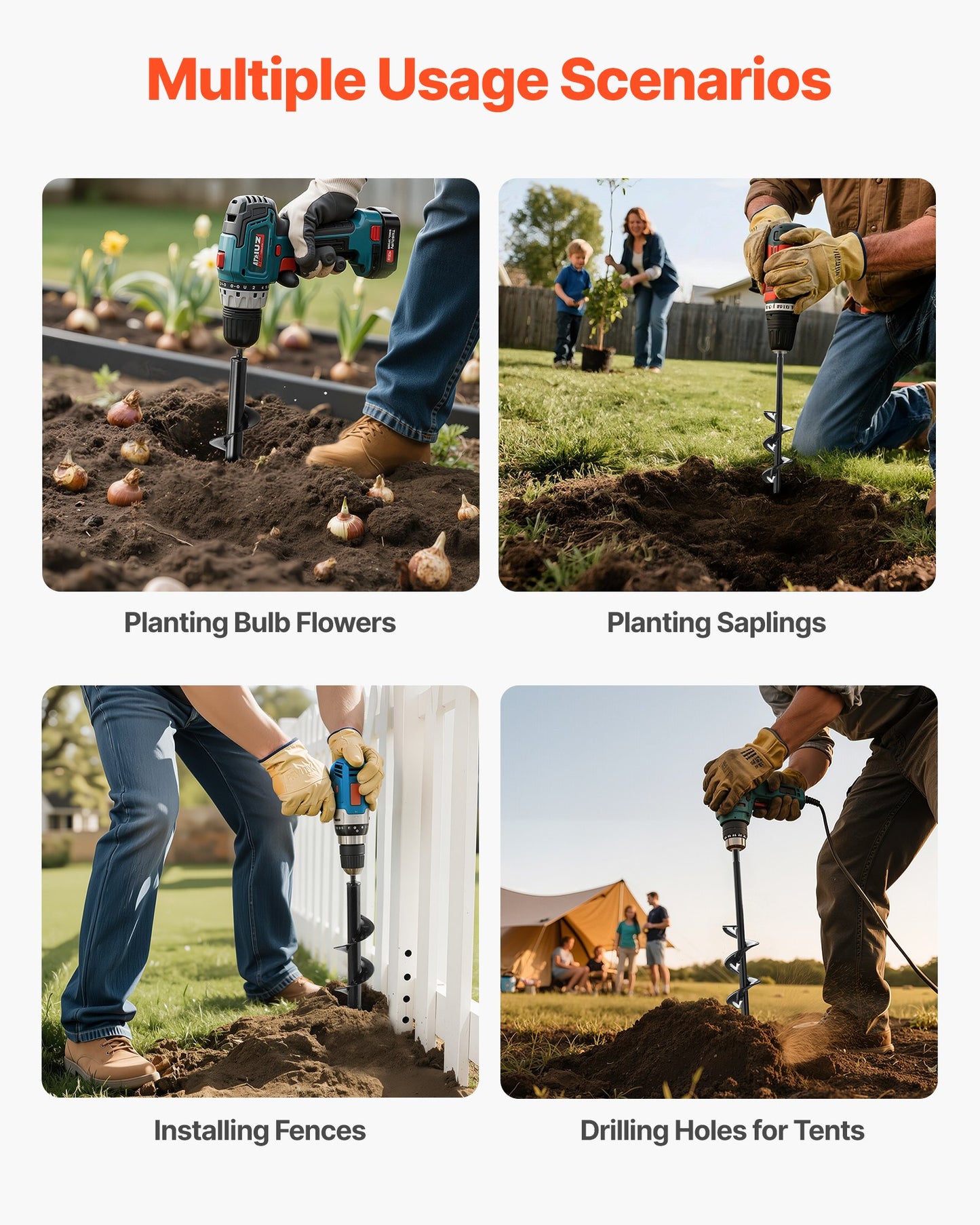 Auger Drill Bit for Planting Set of 2, 40 x 220 mm & 80 x 300 mm, Spiral Drill Bit for 3/8" Hex Drive Drills, Heavy Duty Bulb Planter Tool, Hole Drilling Attachments for Digger