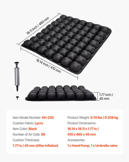 Inflatable Seat Cushion, 3D Air Cell Seat Cushion for Pressure Relief, Lycra & TPU Wheelchair Seat Pad with Manual Pump, Lightweight and Portable for Travel, Office, Car, Airplane