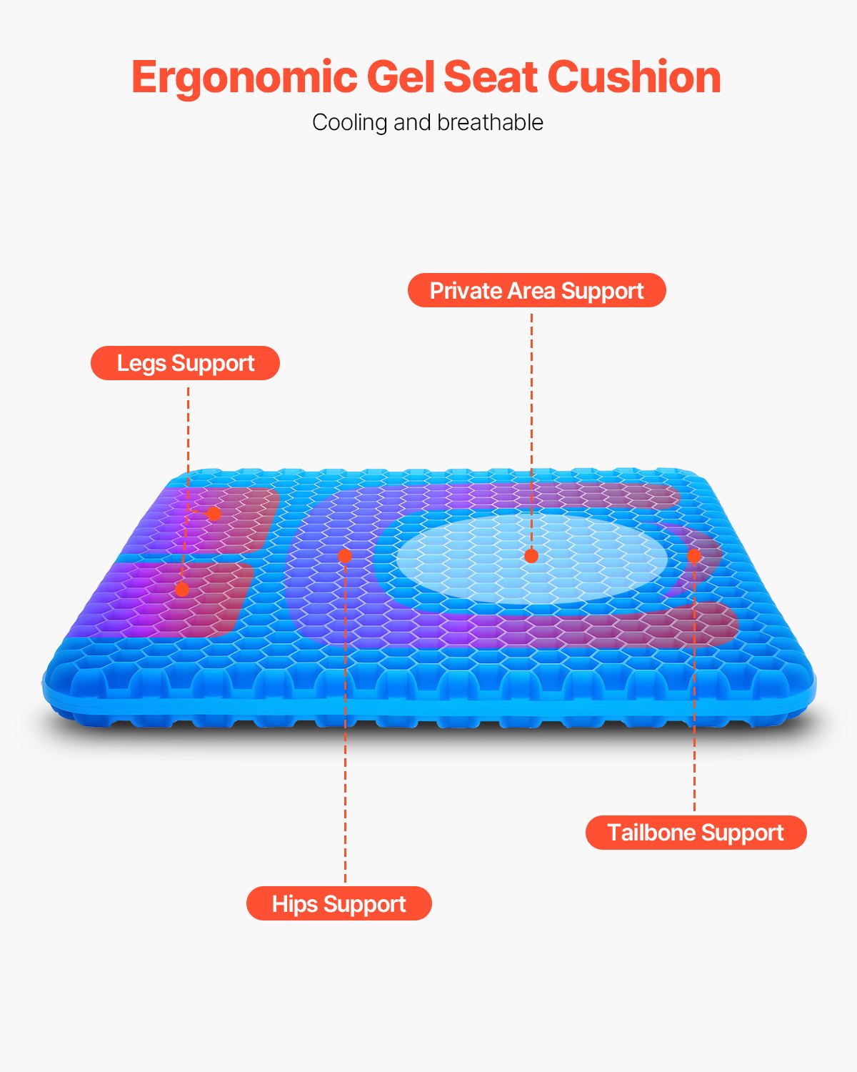 Seat Cushion, Cooling Gel Seat Cushion for Pressure Relief, Soft & Breathable Wheelchair Seat Pad with Removable Cover, Lightweight and Portable for Office, Travel, Car, Airplane