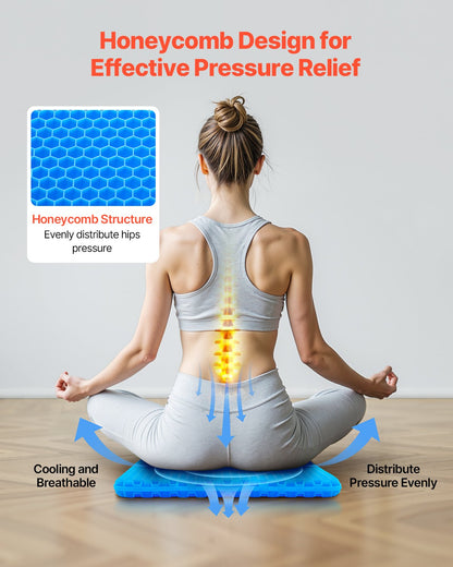 Seat Cushion, Cooling Gel Seat Cushion for Pressure Relief, Soft & Breathable Wheelchair Seat Pad with Removable Cover, Lightweight and Portable for Office, Travel, Car, Airplane