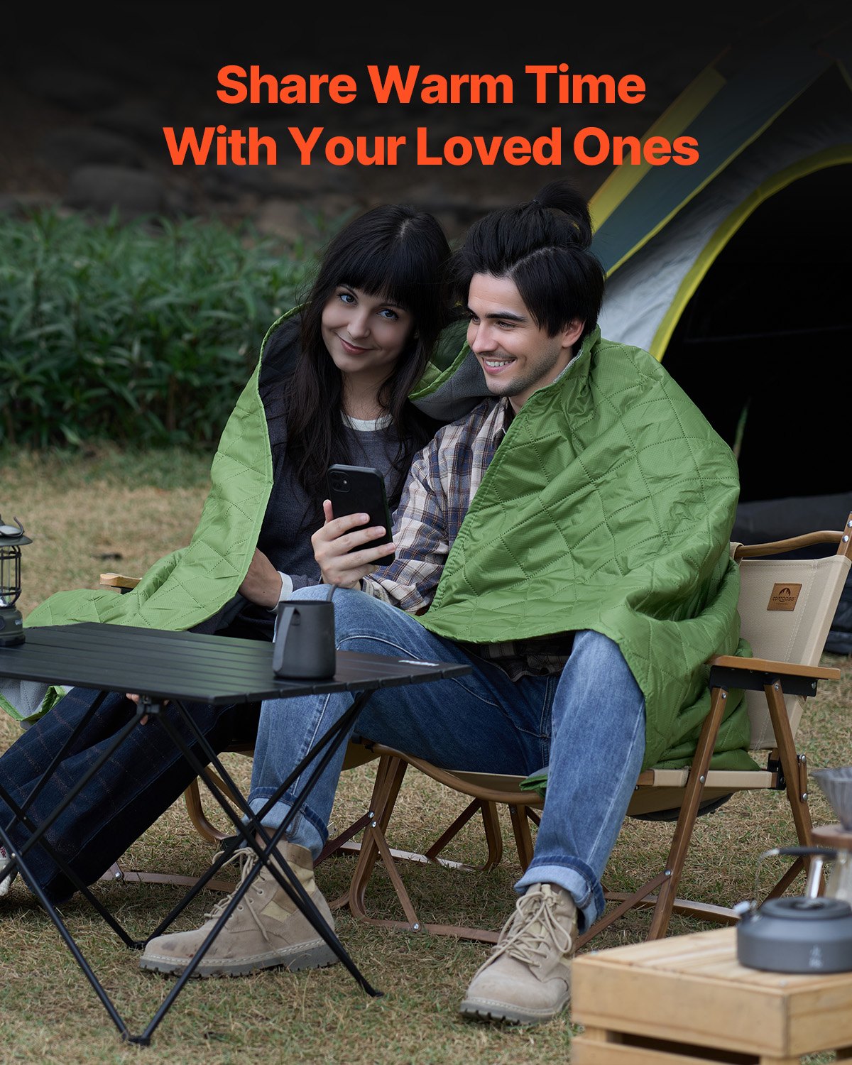 Camping Blanket 2,08 m x 1,4 m(82" x 55") Warm Stadium Blanket 330GSM Outdoor Travel