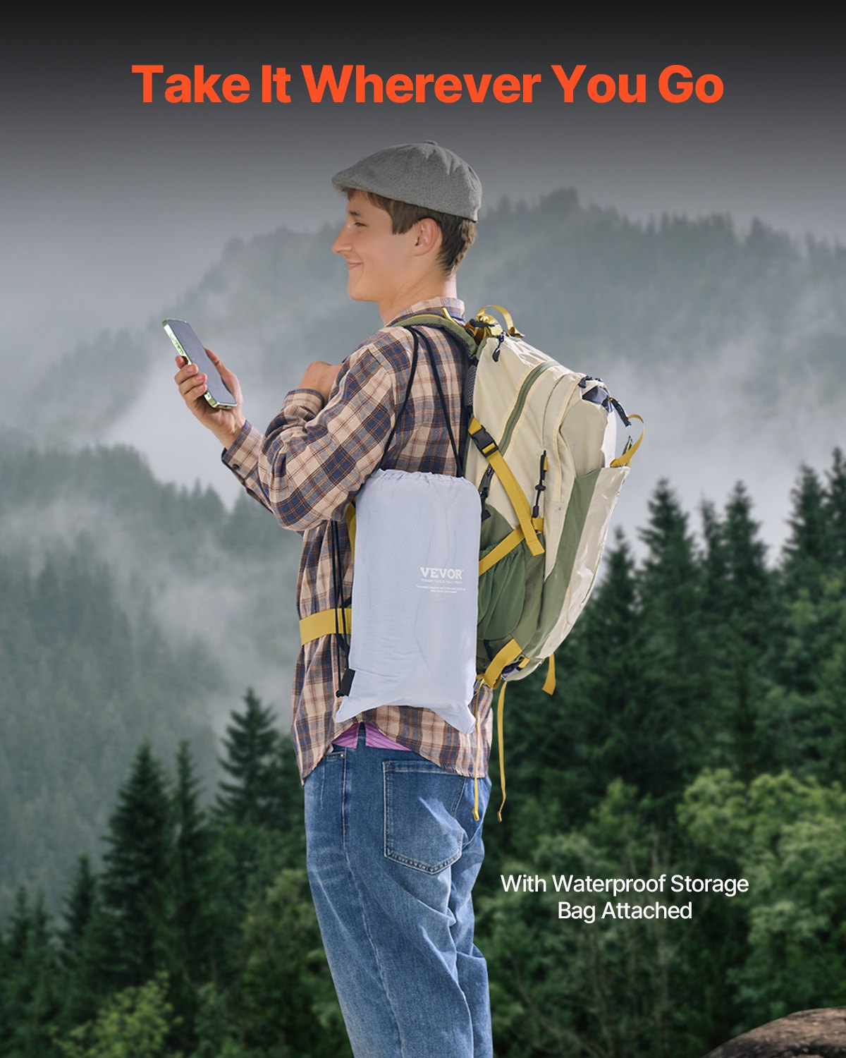 Camping Blanket 2x1.5m (79" x 59") Wearable Warm Stadium Blanket Outdoor Light Grey