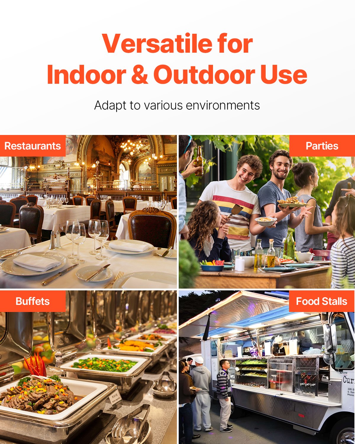 Countertop Food Serving Display Container, 5 Pan Stainless Steel Food Serving Tray, Buffet Condiment Dispenser Display Rack with Clear Lid & 3 Freezer Boxes, for Restaurant Hotel Kitchen Party