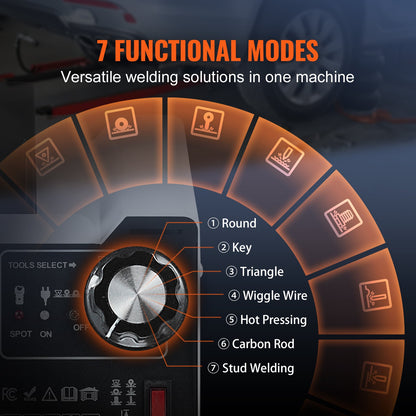 Stud Welder Dent Repair Kit, Auto Body Spot Welding Dent Puller Machine with 7 Welding Modes & Adjustable Power, 1.8KW Spot Welder Dent Removal Tool for Car, Truck Dent Repair