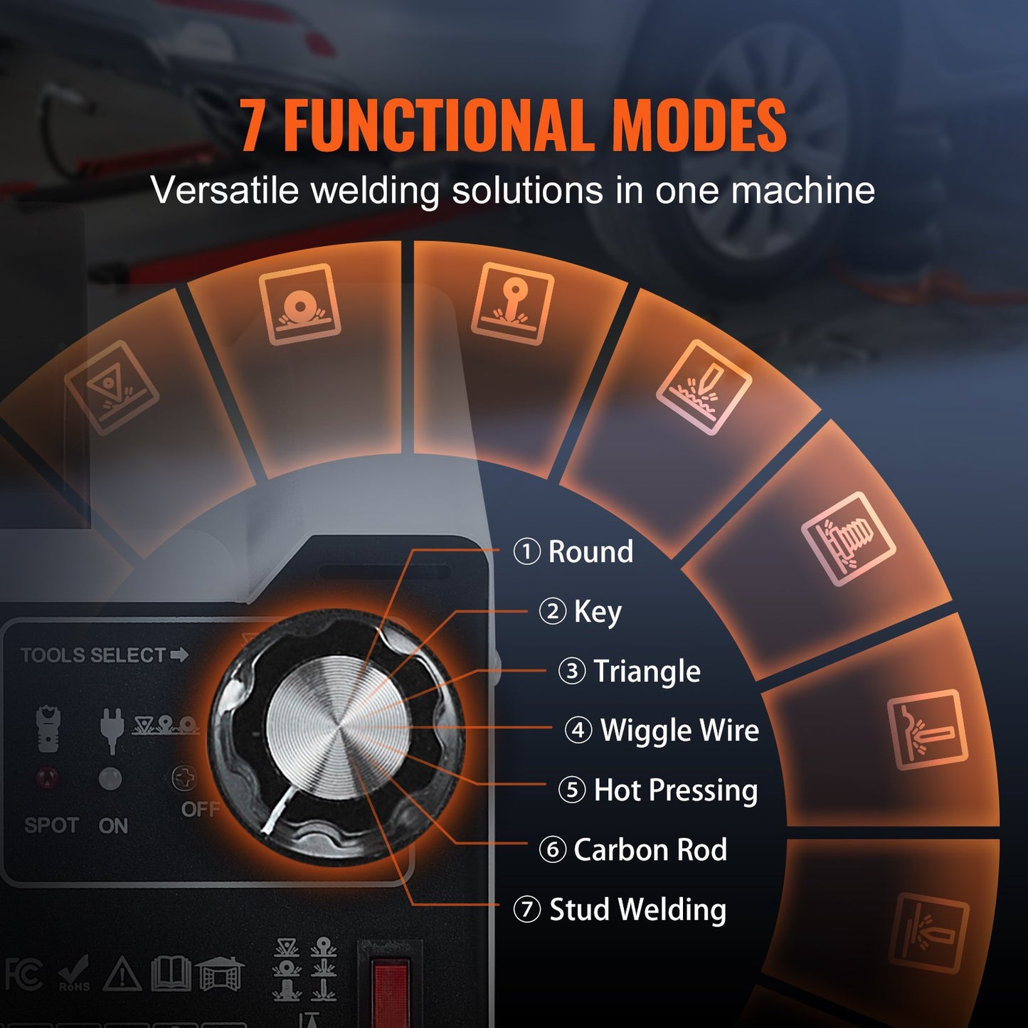 Stud Welder Dent Repair Kit, 1.8KW Spot Welder Dent Puller with Auto/Manual Welding & 7 Versatile Modes, Auto Body Spot Welding Dent Puller Machine for Car, Truck Dent Repair