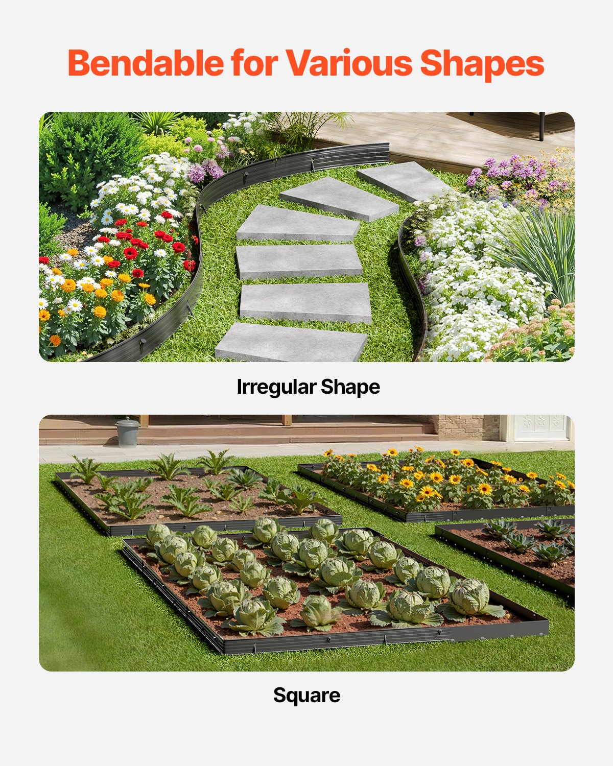 Metal Landscape Edging, 8 Packs 72 in Rust-Resistant Aluminum Alloy Landscape Edging, Bendable Garden Edging Border, Heavy Duty Lawn Edging Fence for Flower Bed Yard Pathway