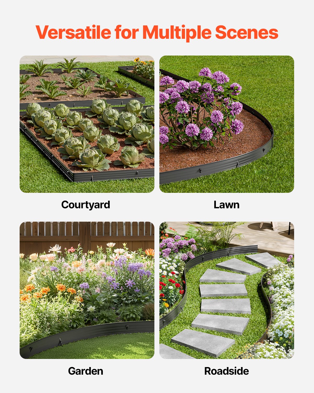 Metal Landscape Edging, 8 Packs 72 in Rust-Resistant Aluminum Alloy Landscape Edging, Bendable Garden Edging Border, Heavy Duty Lawn Edging Fence for Flower Bed Yard Pathway