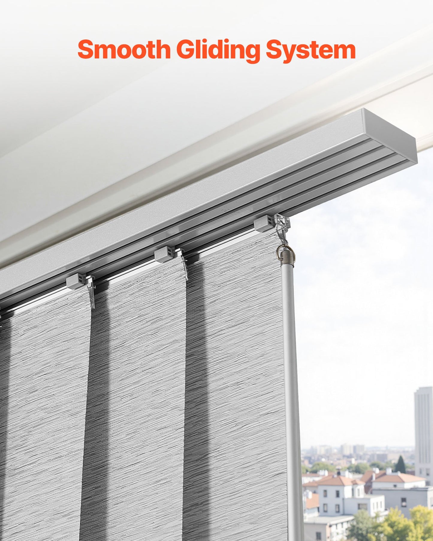 Panel Track Blinds, Extendable Track from 116 cm to 218 cm W, Trimmable Panel Curtains Up to 243cm H, Adjustable Vertical Panel Blinds for Sliding Doors, Patio Doors, Room Divider, Window, Gray