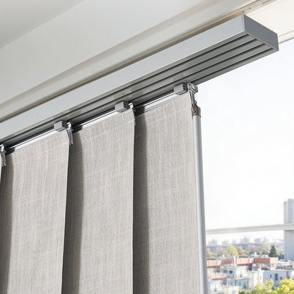 Panel Track Blinds, Extendable Track from 116 cm to 218 cm W, Trimmable Panel Curtains Up to 243cm H, Vertical Blackout Panel Blinds for Sliding Doors, Patio Doors, Room Divider, Light Gray