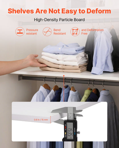 Melaminhyllor, 2-delade, Träskåphyllor kapade till storlek för garderobssystem, Ersättningsskåphylla, Mångsidig garderobsskiva för garderober, skåp eller andra specialanpassade hyllbehov