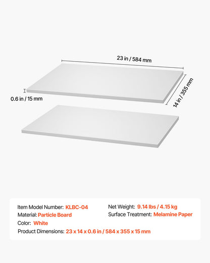 Melaminhyllor, 2-delade, Träskåphyllor kapade till storlek för garderobssystem, Ersättningsskåphylla, Mångsidig garderobsskiva för garderober, skåp eller andra specialanpassade hyllbehov