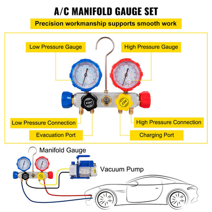 AC Vacuum Pump Manifold Gauge Set 4.8 CFM 5PA HVAC Vacuum Pump With Box