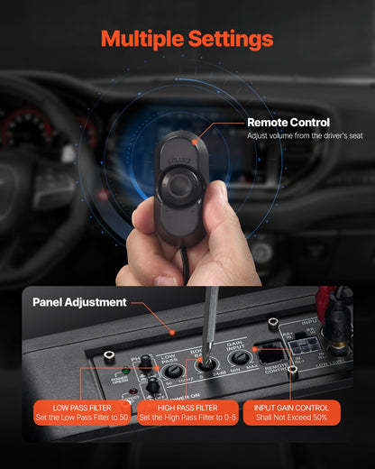 10" 440W subwoofer för undersätet, smala, drivna subwoofers med blått omgivningsljus, lågprofilsubwoofer under sätet med inbyggd förstärkare, fjärrkontroll för stadsjeepar, bil, lastbil, husbil