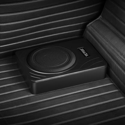 8" 300W subwoofer för undersätet, smala, drivna subwoofers för bil under sätet, inbyggd lågprofilsubwooferförstärkare, hög-/lågnivåingång och volymkontroll för stadsjeepar, bil, lastbil, husbil