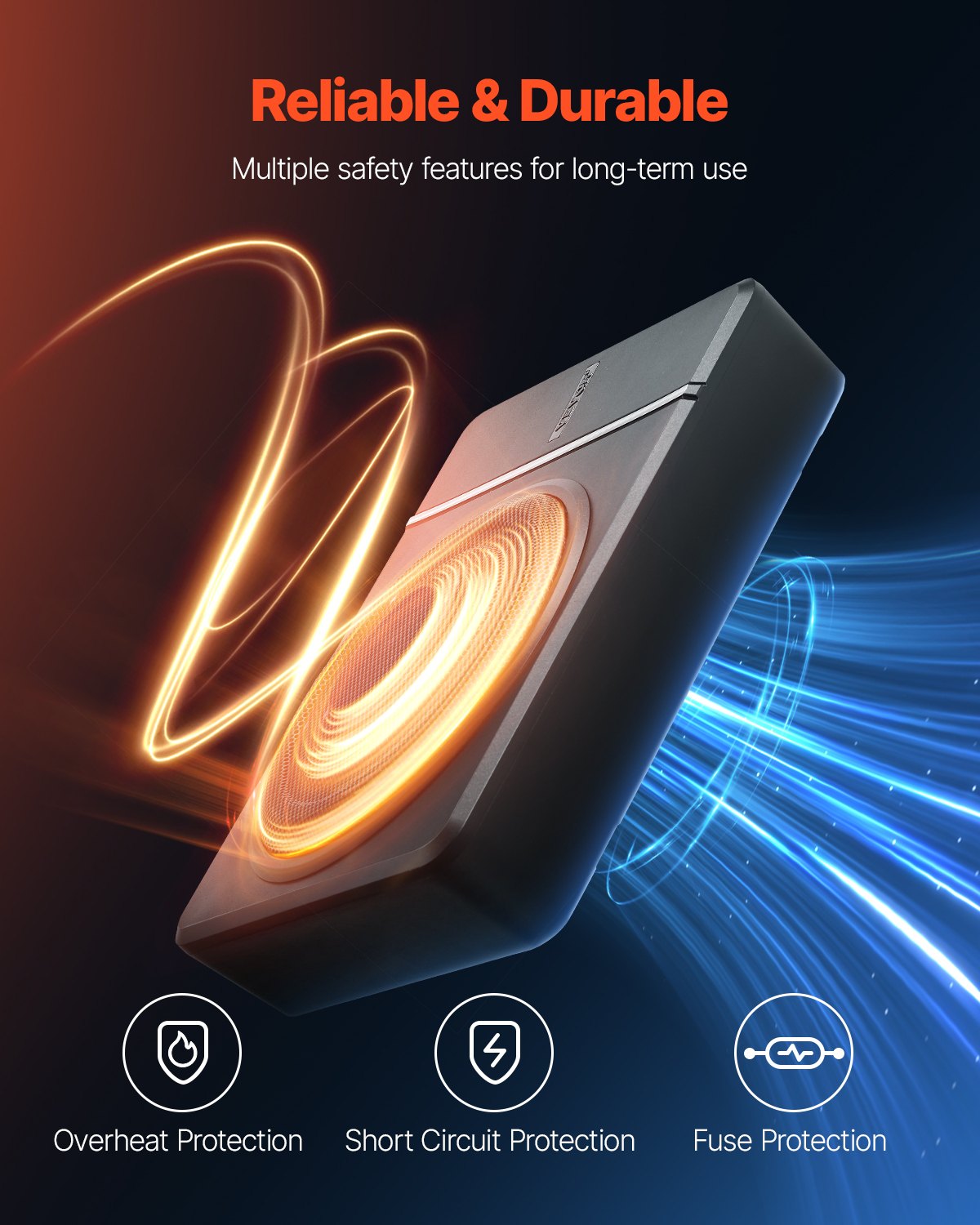 8" 240W subwoofer för undersätet, smala, drivna subwoofers för bil under sätet, inbyggd lågprofilsubwooferförstärkare, hög-/lågnivåingång och volymkontroll för stadsjeepar, bil, lastbil, husbil