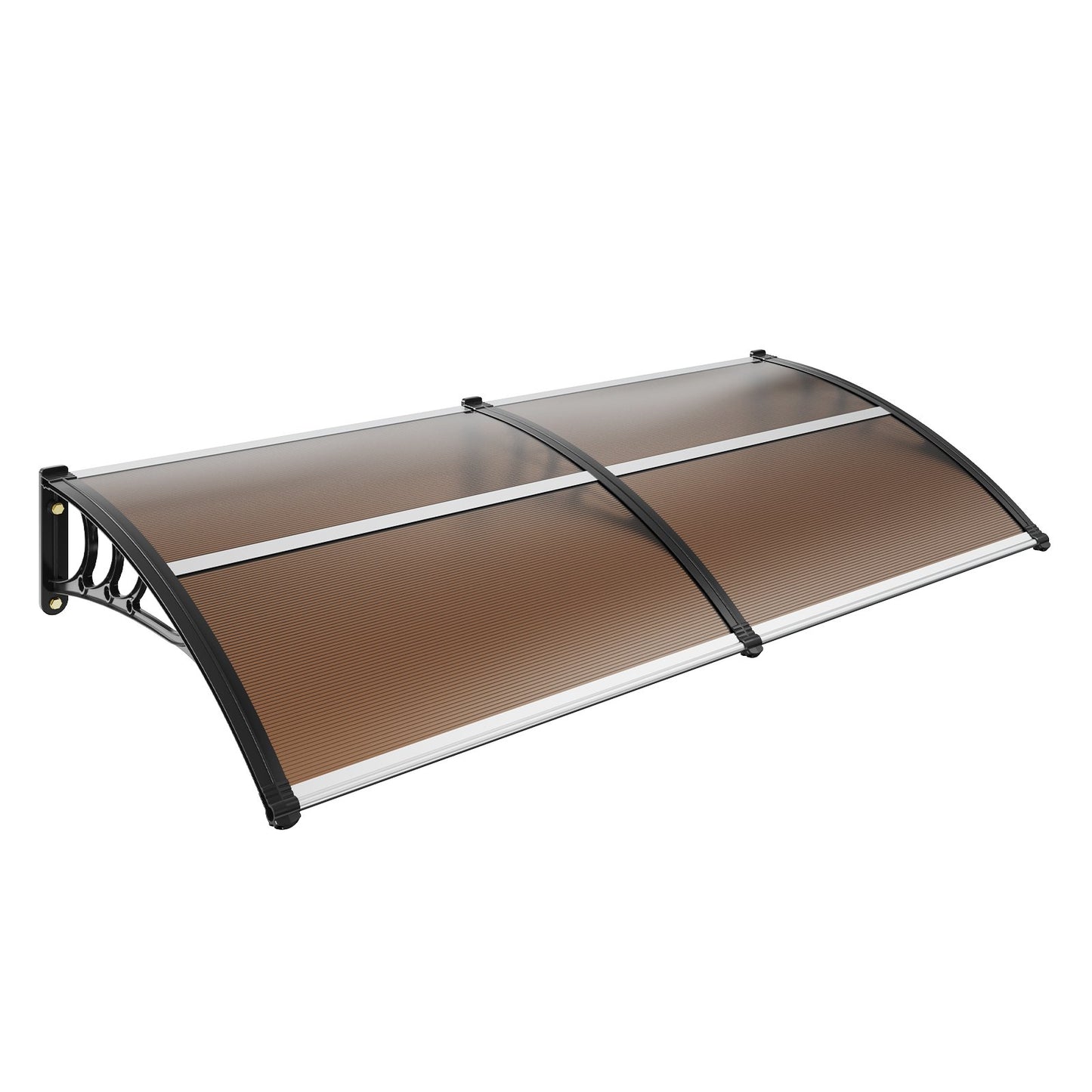 Fönster- och dörrmarkis 200 cm x 100 cm, UPF 50+ polykarbonat entrédörr utomhus fönstermarkis utvändig, ytterdörrsmarkis för soljalusi, UV-, regn-, snöskydd, ihålig plåt