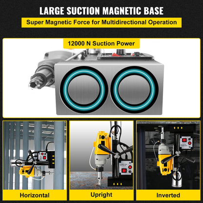 MD40 38.1 mm Electric Magnetic Drill Press Drilling Machine with 11PC HSS Cutter Set Precise Annular Cutter Kit Compact Switchable Evolution 1100W Magnet Force