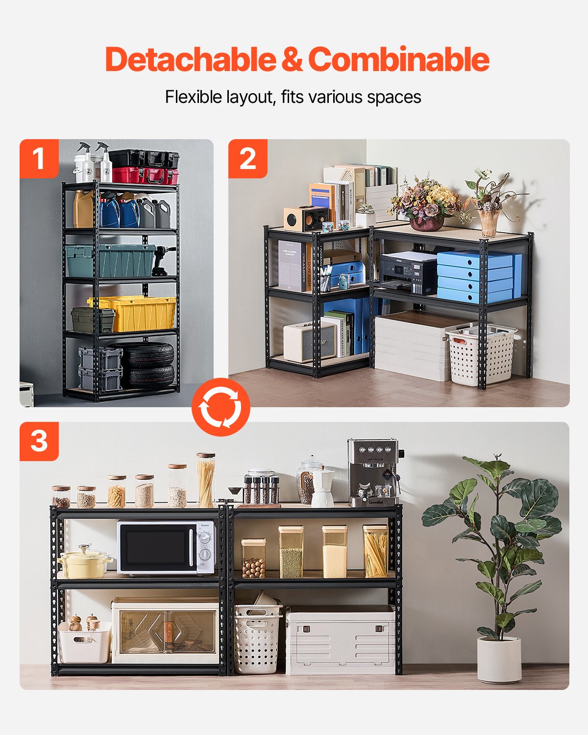 Storage Shelves, 2000 lbs, 5 Tier Garage Storage Shelving, 16" D x 32" W x 62.8" H Adjustable Metal Shelves for Garage Shelves Utility Rack Shelf, Ideal for Kitchen, Warehouse, Basement, Black