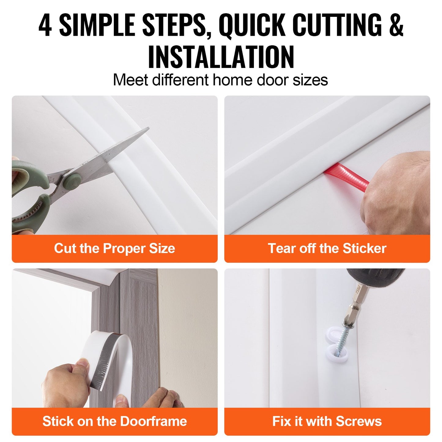 Garage Door Seal Top and Sides Seal Strip, 34 FT Universal Weather Stripping Replacement Soft and Hard Composite, Weatherproofing Garage Door TPE Seals with Adhesive Backed and Screws, White