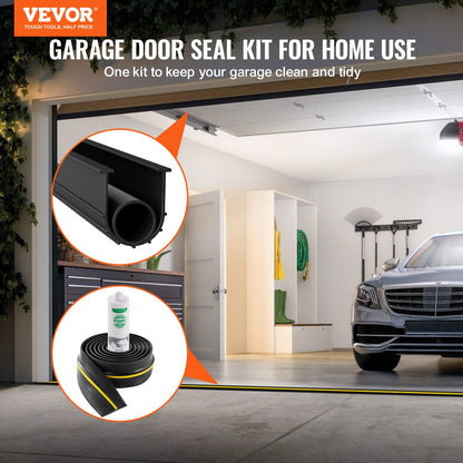 Garage Door Threshold and Bottom Seals Kit, 10 FT U Shape+O Ring Universal Garage Door Bottom Seal Weatherstrip PVC, Combine with Weatherproof Garage Threshold Seal Strip with Adhesive, Black