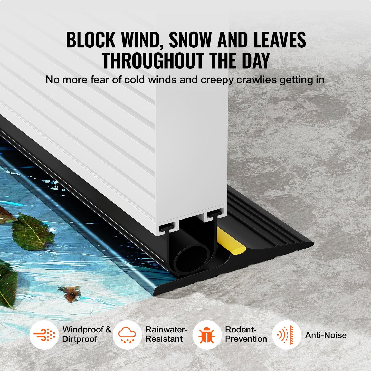 Garage Door Threshold and Bottom Seals Kit, 10 FT U Shape+O Ring Universal Garage Door Bottom Seal Weatherstrip PVC, Combine with Weatherproof Garage Threshold Seal Strip with Adhesive, Black