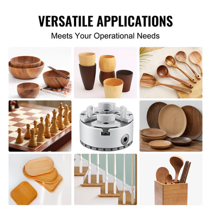 KP96 Svarvchuck, 4-käks 9,5 cm diameter, Metallsvarvchuck Svarvtillbehör, Självcentrerande verktyg, för svarv, precisionsbearbetning, slipmaskiner, fräsmaskiner